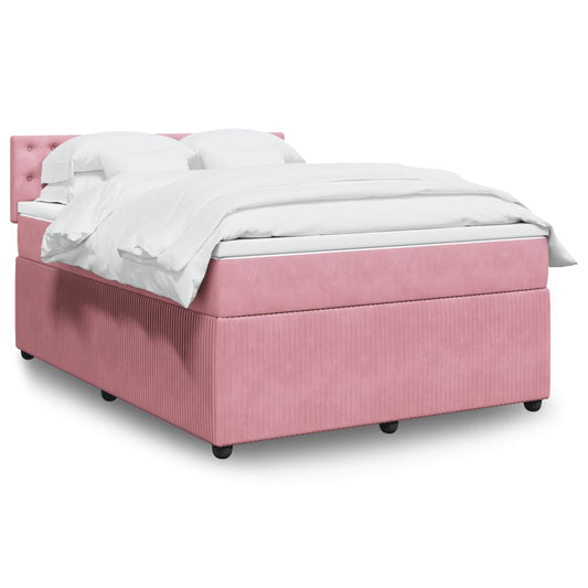 Boxspring met matras fluweel roze 140x190 cm Bedden & bedframes | Creëer jouw Trendy Thuis | Gratis bezorgd & Retour | Trendy.nl