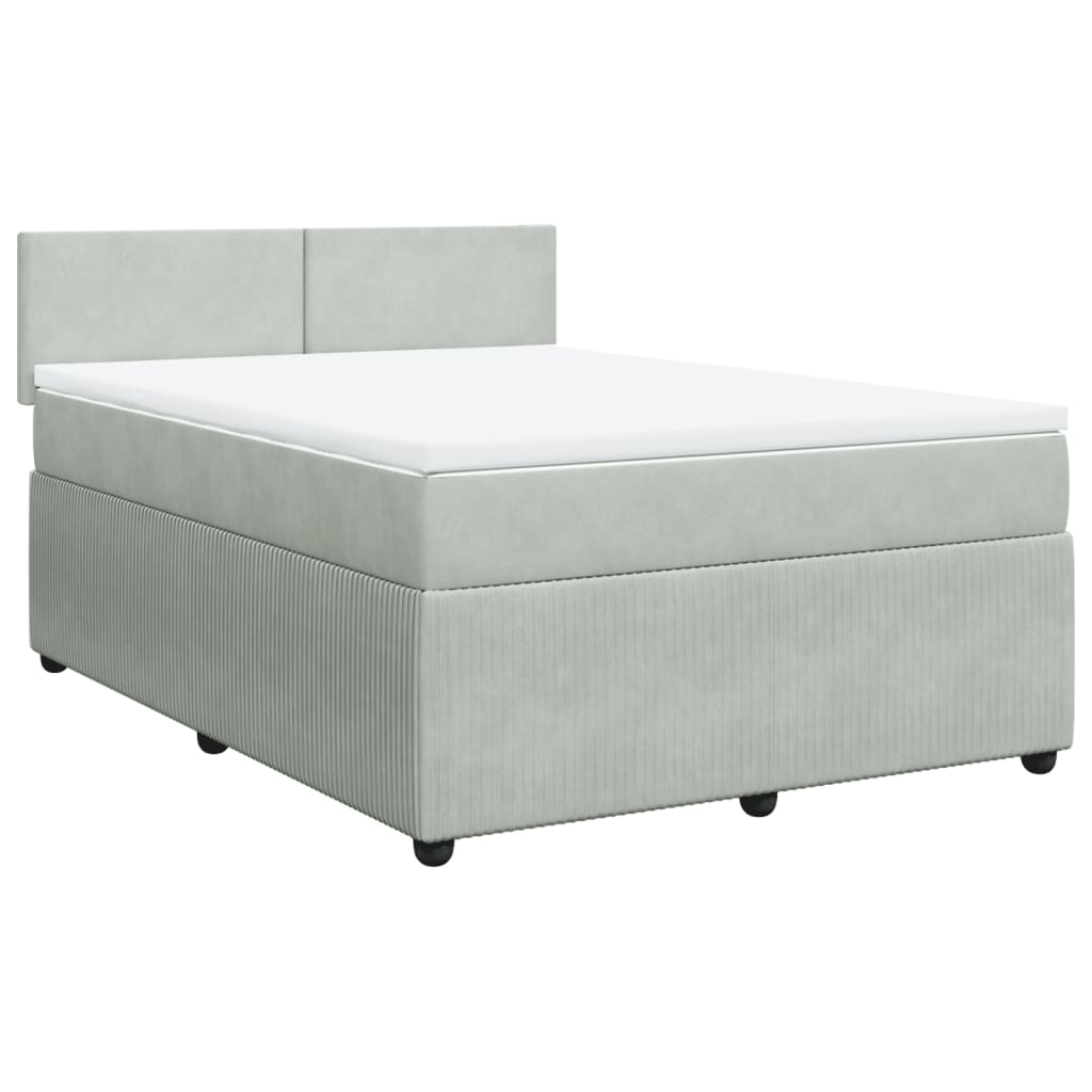 Boxspring met matras fluweel lichtgrijs 140x200 cm Bedden & bedframes | Creëer jouw Trendy Thuis | Gratis bezorgd & Retour | Trendy.nl