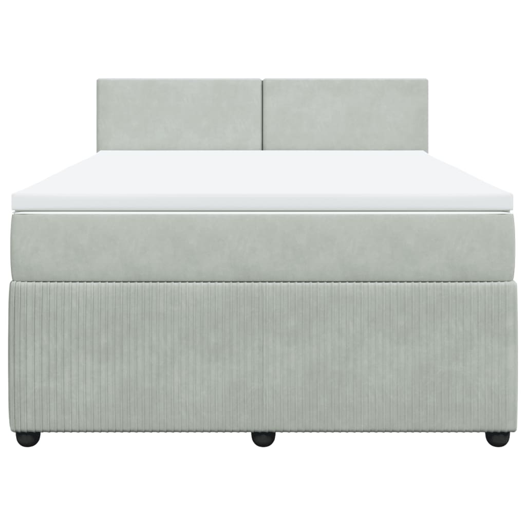 Boxspring met matras fluweel lichtgrijs 140x200 cm Bedden & bedframes | Creëer jouw Trendy Thuis | Gratis bezorgd & Retour | Trendy.nl