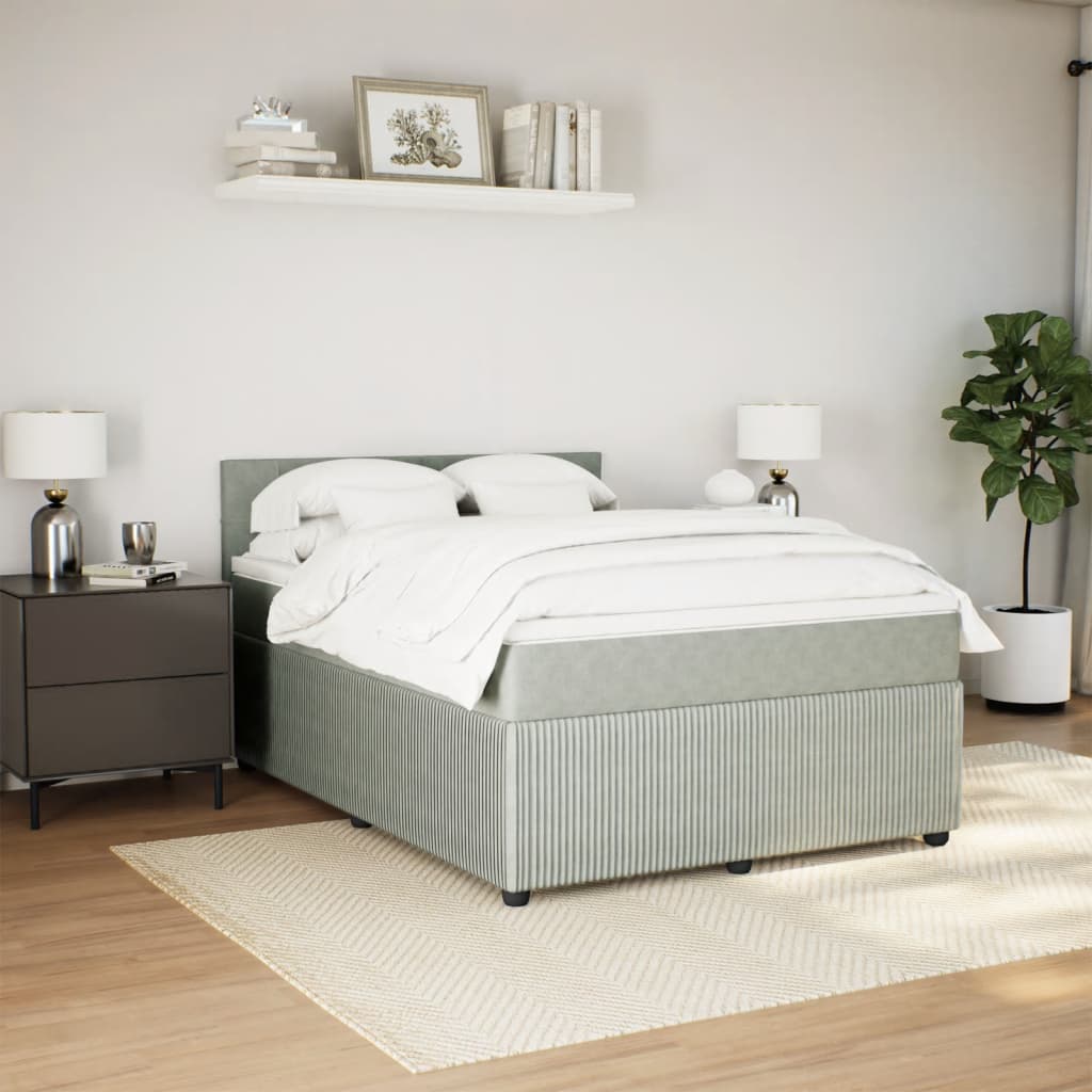 Boxspring met matras fluweel lichtgrijs 140x200 cm Bedden & bedframes | Creëer jouw Trendy Thuis | Gratis bezorgd & Retour | Trendy.nl