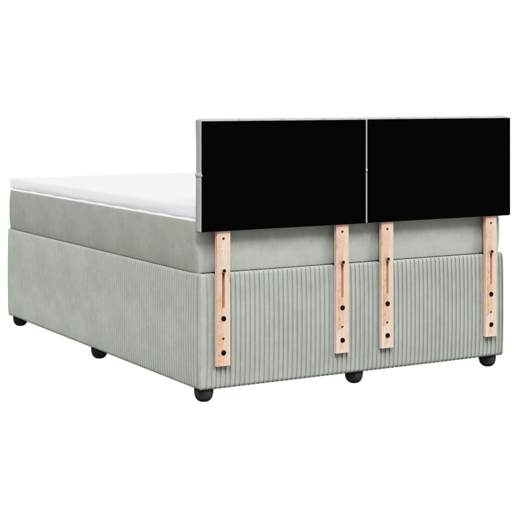 Boxspring met matras fluweel lichtgrijs 140x200 cm Bedden & bedframes | Creëer jouw Trendy Thuis | Gratis bezorgd & Retour | Trendy.nl