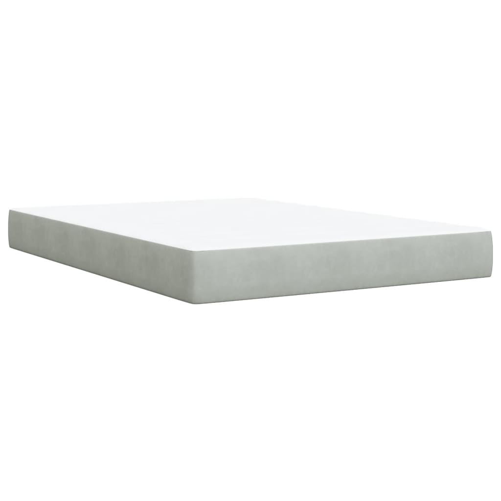 Boxspring met matras fluweel lichtgrijs 140x200 cm Bedden & bedframes | Creëer jouw Trendy Thuis | Gratis bezorgd & Retour | Trendy.nl