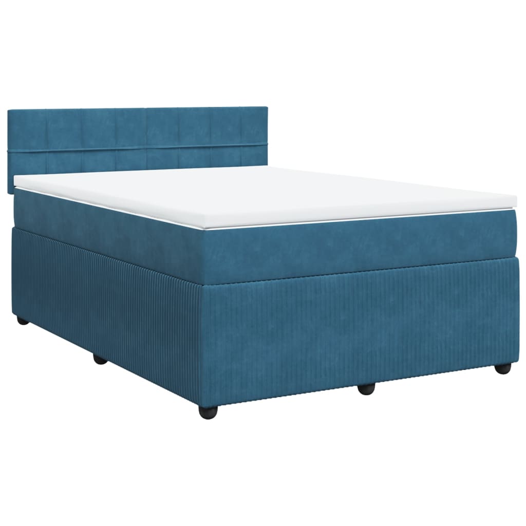 Boxspring met matras fluweel blauw 140x200 cm Bedden & bedframes | Creëer jouw Trendy Thuis | Gratis bezorgd & Retour | Trendy.nl