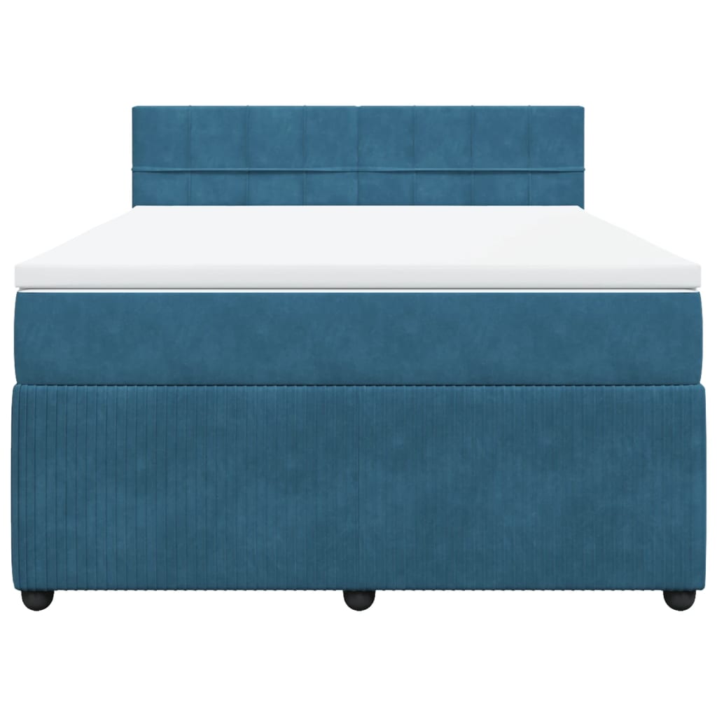 Boxspring met matras fluweel blauw 140x200 cm Bedden & bedframes | Creëer jouw Trendy Thuis | Gratis bezorgd & Retour | Trendy.nl