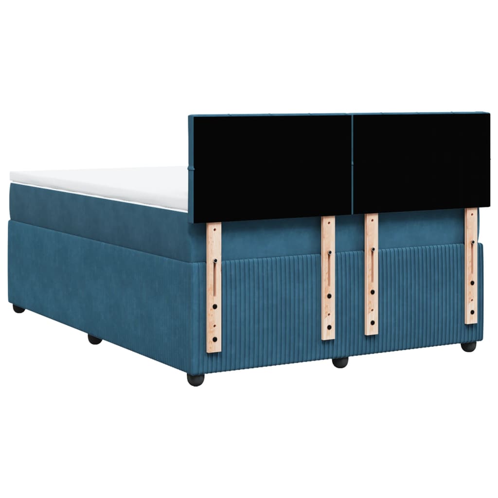 Boxspring met matras fluweel blauw 140x200 cm Bedden & bedframes | Creëer jouw Trendy Thuis | Gratis bezorgd & Retour | Trendy.nl