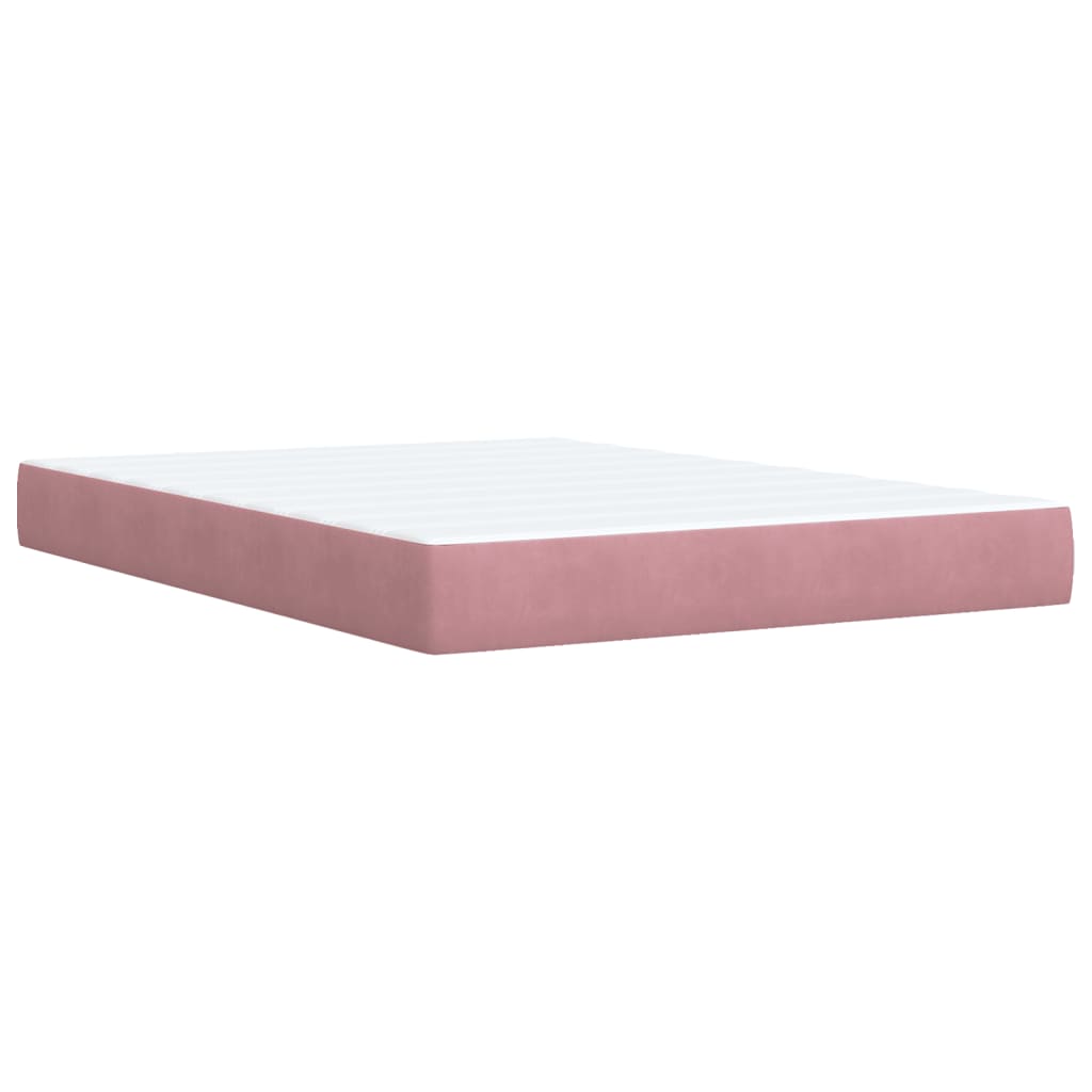 Boxspring met matras fluweel roze 140x200 cm