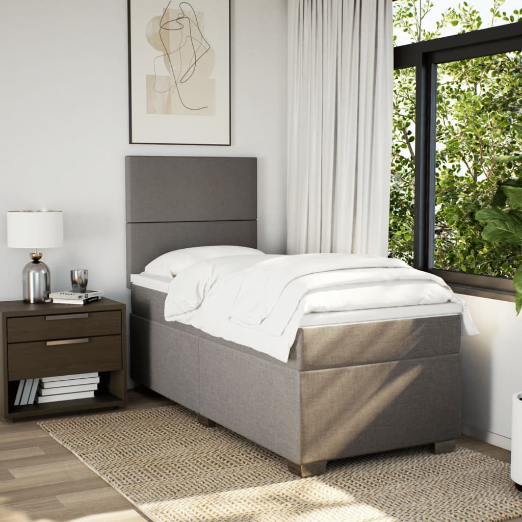 Boxspring met matras stof taupe 90x190 cm Bedden & bedframes | Creëer jouw Trendy Thuis | Gratis bezorgd & Retour | Trendy.nl