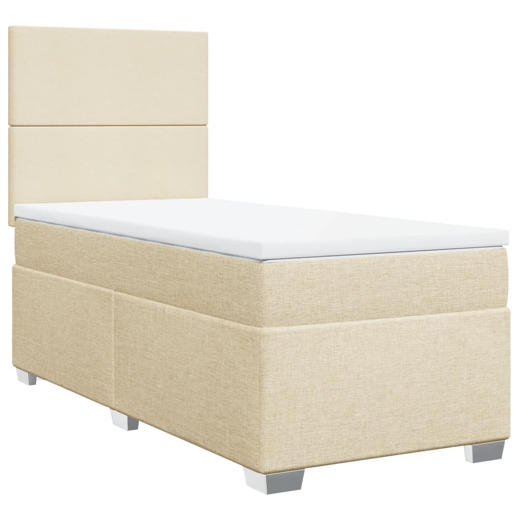 Boxspring met matras stof crèmekleurig 90x190 cm