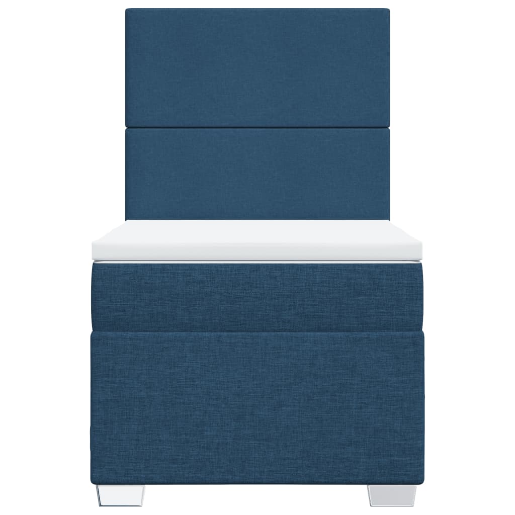 Boxspring met matras stof blauw 90x190 cm