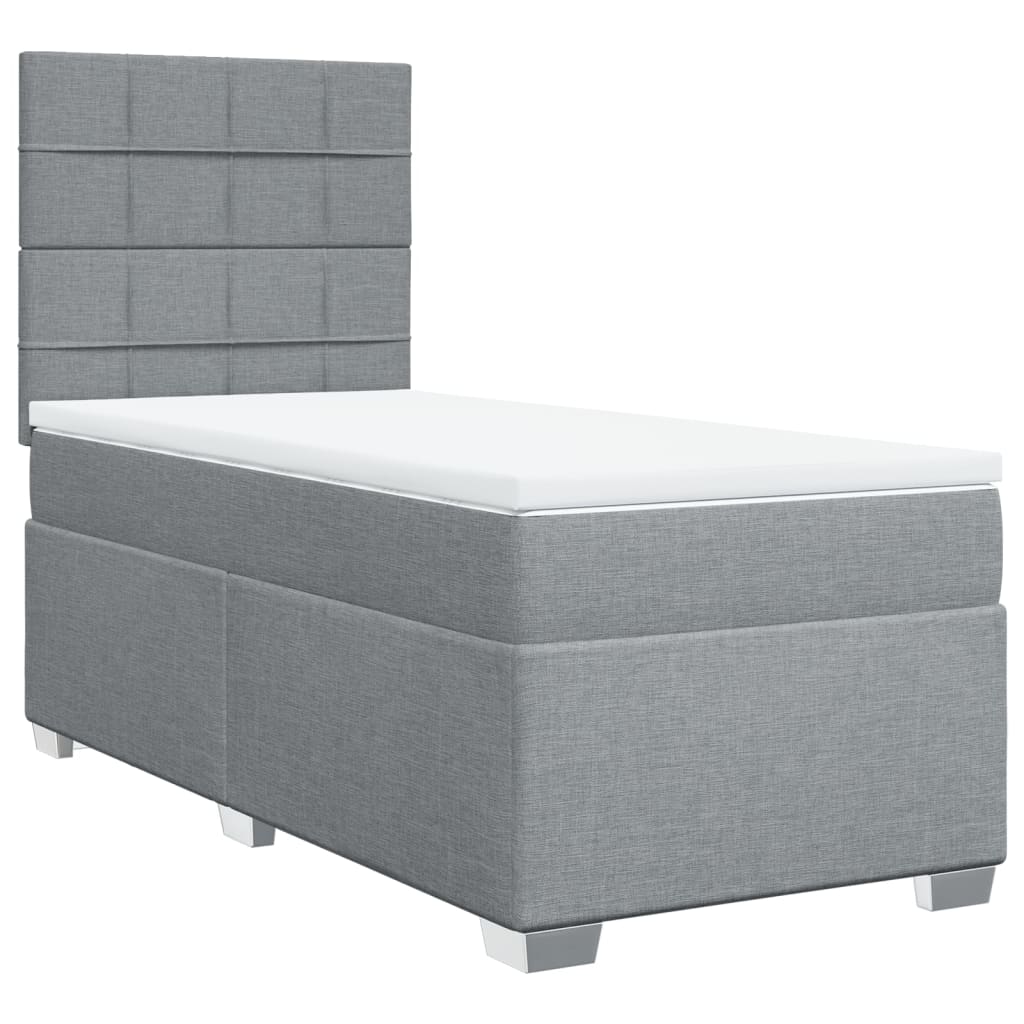 Boxspring met matras stof lichtgrijs 90x190 cm Bedden & bedframes | Creëer jouw Trendy Thuis | Gratis bezorgd & Retour | Trendy.nl