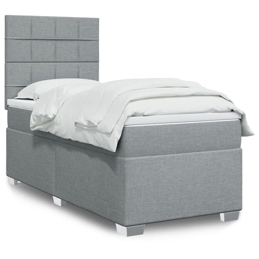 Boxspring met matras stof lichtgrijs 90x190 cm Bedden & bedframes | Creëer jouw Trendy Thuis | Gratis bezorgd & Retour | Trendy.nl