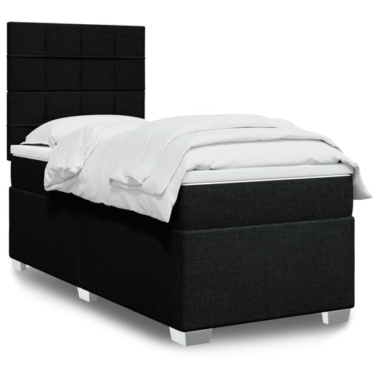 Boxspring met matras stof zwart 90x190 cm Bedden & bedframes | Creëer jouw Trendy Thuis | Gratis bezorgd & Retour | Trendy.nl