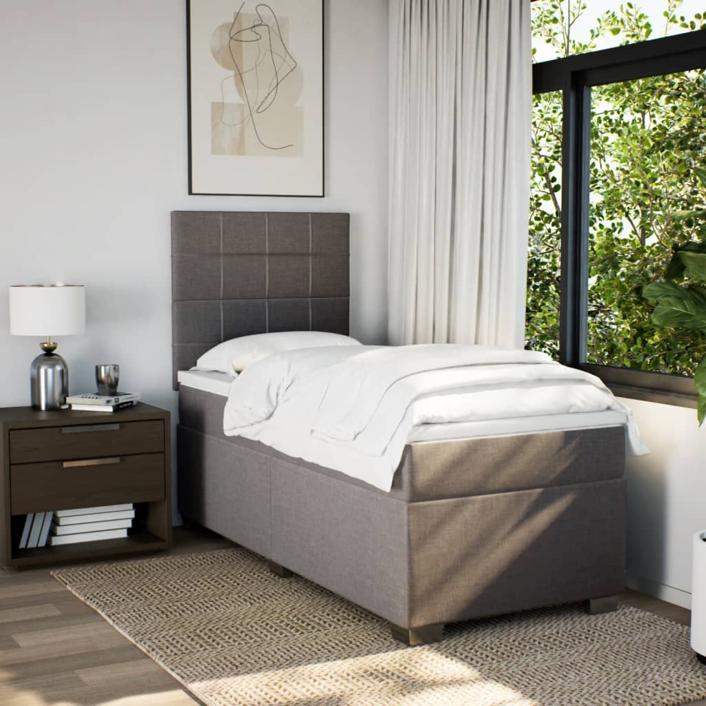 Boxspring met matras stof taupe 90x190 cm Bedden & bedframes | Creëer jouw Trendy Thuis | Gratis bezorgd & Retour | Trendy.nl