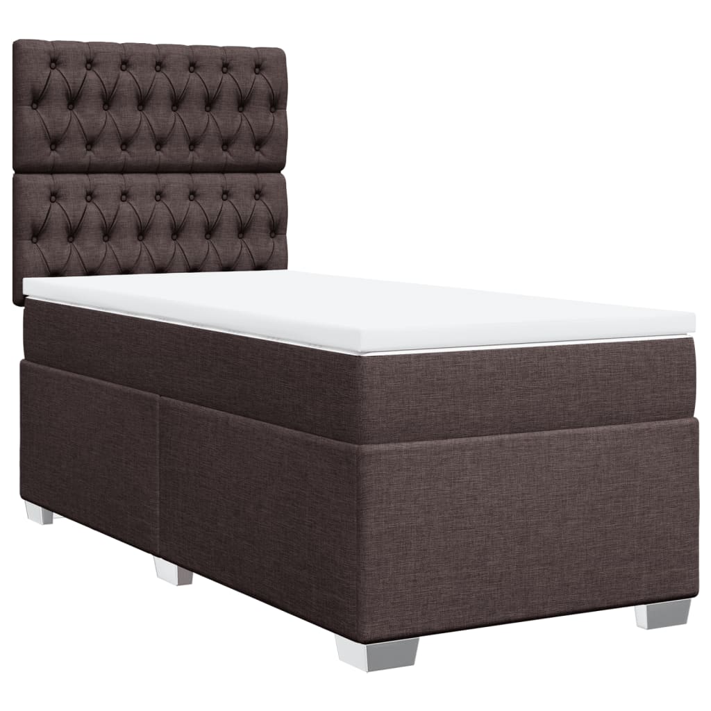 Boxspring met matras stof donkerbruin 90x190 cm Bedden & bedframes | Creëer jouw Trendy Thuis | Gratis bezorgd & Retour | Trendy.nl