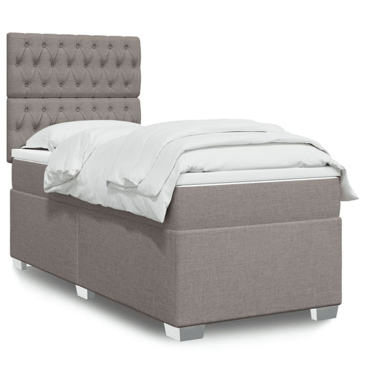 Boxspring met matras stof taupe 90x190 cm Bedden & bedframes | Creëer jouw Trendy Thuis | Gratis bezorgd & Retour | Trendy.nl