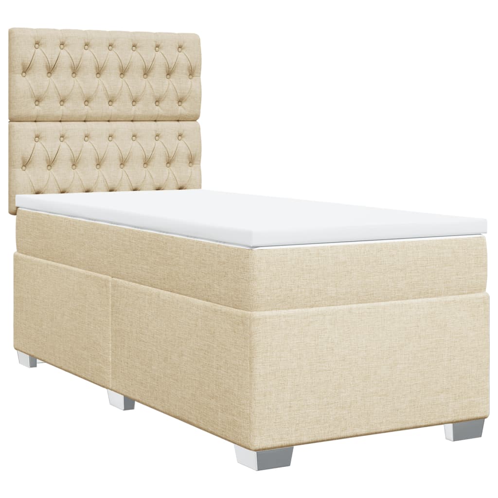 Boxspring met matras stof crèmekleurig 90x190 cm Bedden & bedframes | Creëer jouw Trendy Thuis | Gratis bezorgd & Retour | Trendy.nl