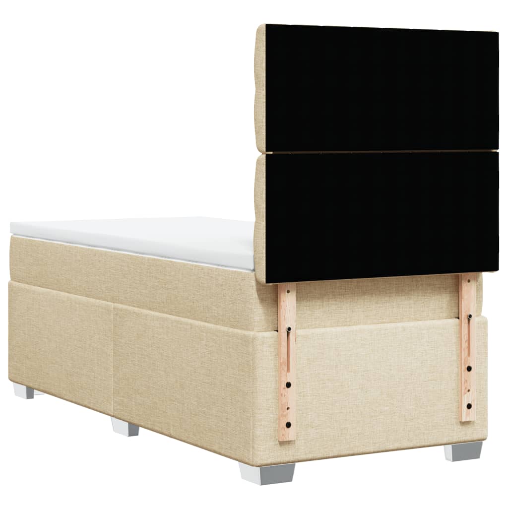 Boxspring met matras stof crèmekleurig 90x190 cm Bedden & bedframes | Creëer jouw Trendy Thuis | Gratis bezorgd & Retour | Trendy.nl