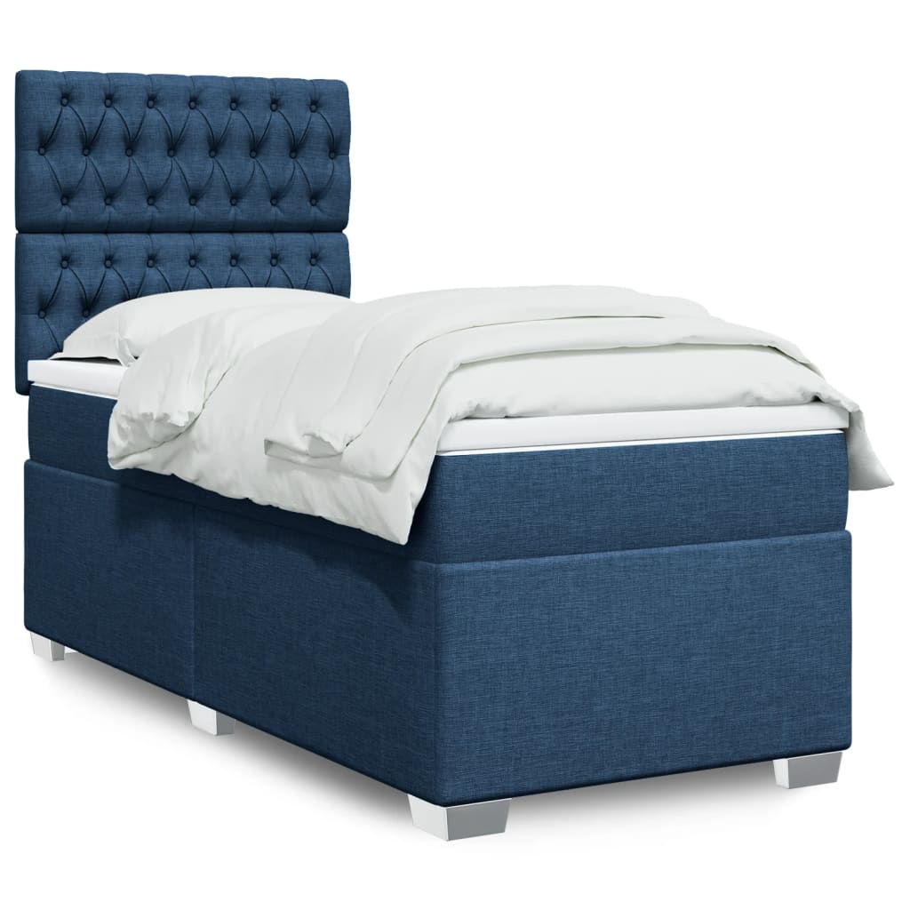 Boxspring met matras stof blauw 90x190 cm Bedden & bedframes | Creëer jouw Trendy Thuis | Gratis bezorgd & Retour | Trendy.nl