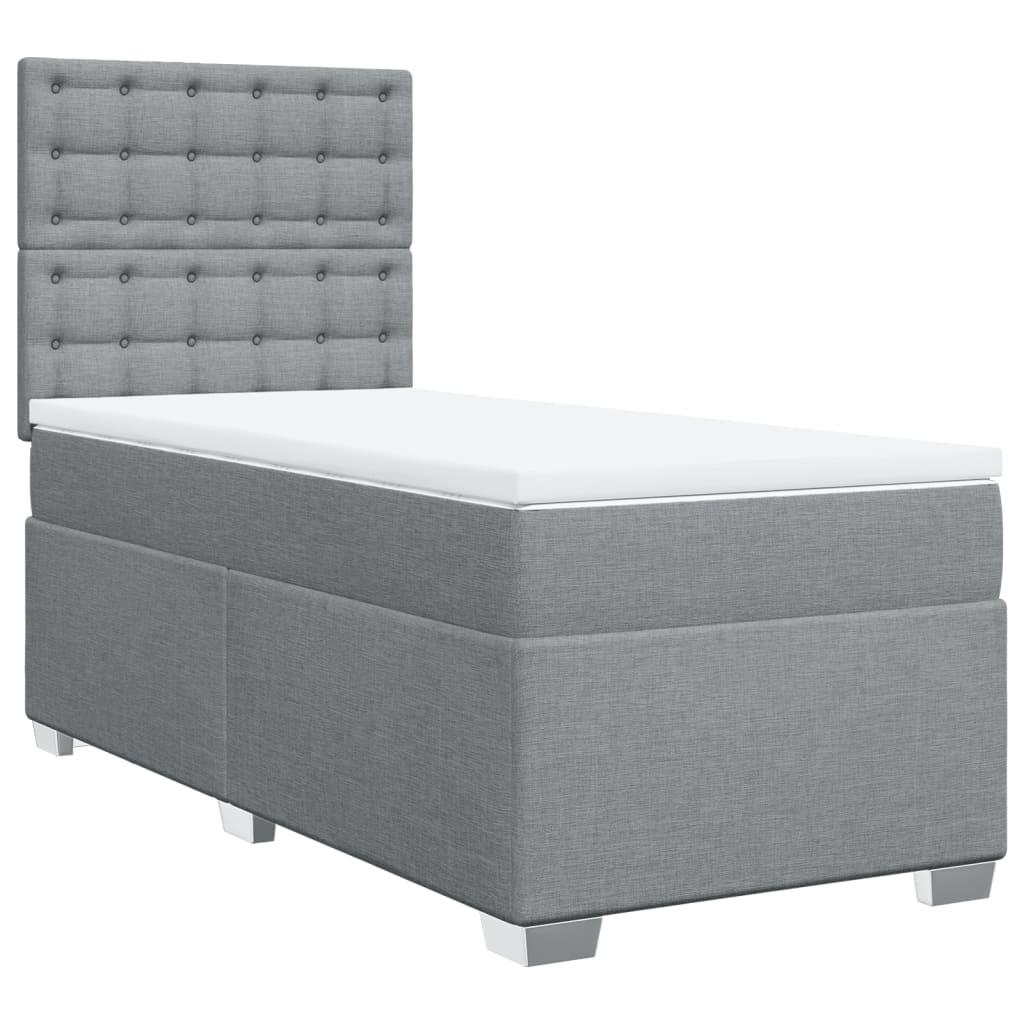 Boxspring met matras stof lichtgrijs 90x190 cm Bedden & bedframes | Creëer jouw Trendy Thuis | Gratis bezorgd & Retour | Trendy.nl