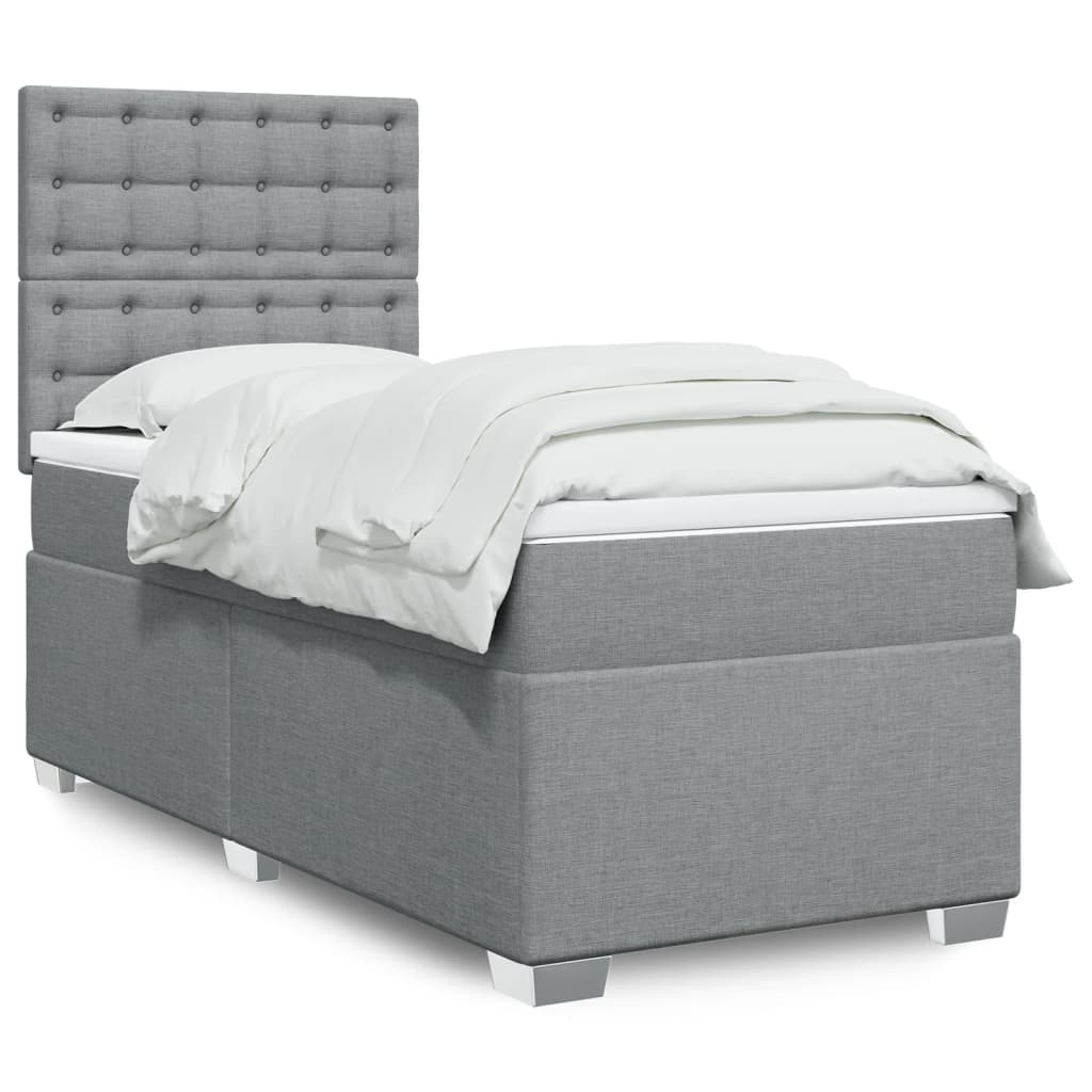 Boxspring met matras stof lichtgrijs 90x190 cm Bedden & bedframes | Creëer jouw Trendy Thuis | Gratis bezorgd & Retour | Trendy.nl