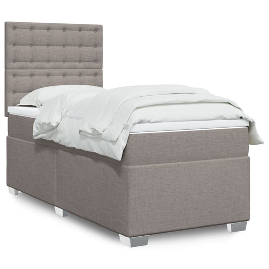 Boxspring met matras stof taupe 90x190 cm Bedden & bedframes | Creëer jouw Trendy Thuis | Gratis bezorgd & Retour | Trendy.nl