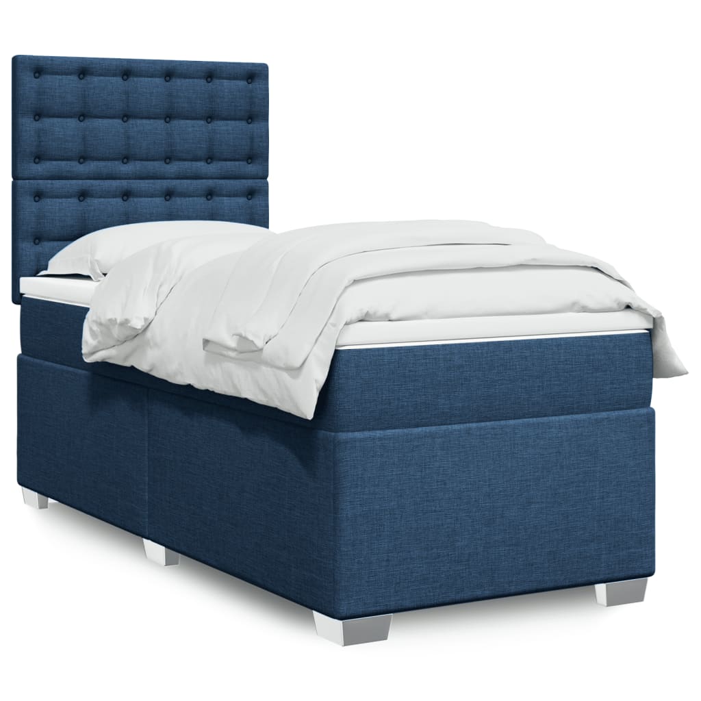 Boxspring met matras stof blauw 90x190 cm Bedden & bedframes | Creëer jouw Trendy Thuis | Gratis bezorgd & Retour | Trendy.nl