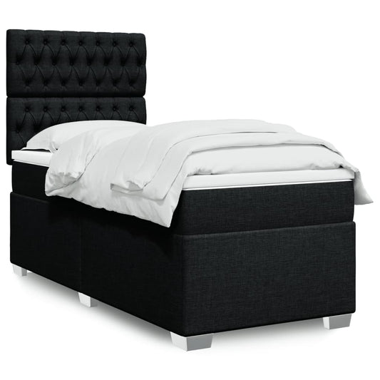 Boxspring met matras stof zwart 90x200 cm Bedden & bedframes | Creëer jouw Trendy Thuis | Gratis bezorgd & Retour | Trendy.nl