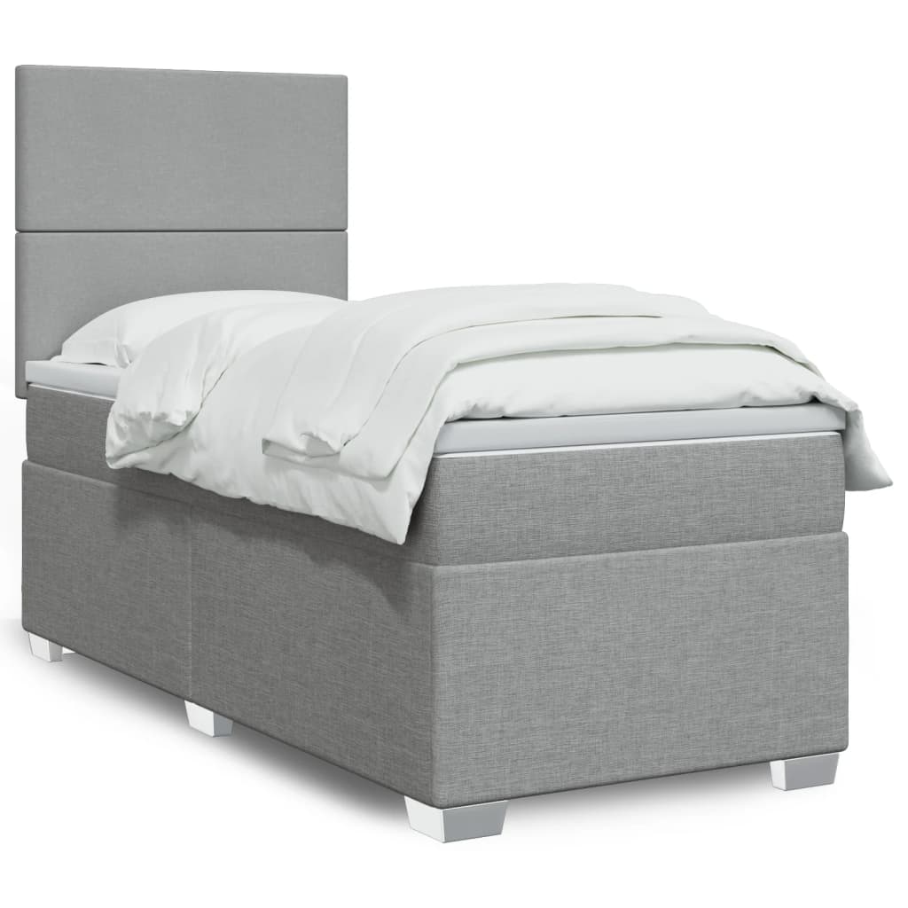 Boxspring met matras stof lichtgrijs 100x200 cm Bedden & bedframes | Creëer jouw Trendy Thuis | Gratis bezorgd & Retour | Trendy.nl