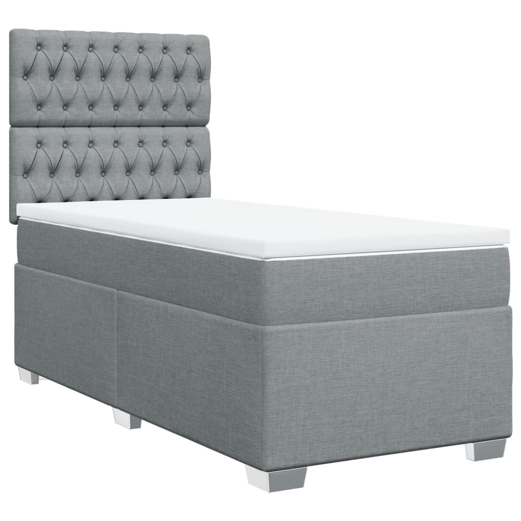 Boxspring met matras stof lichtgrijs 100x200 cm Bedden & bedframes | Creëer jouw Trendy Thuis | Gratis bezorgd & Retour | Trendy.nl