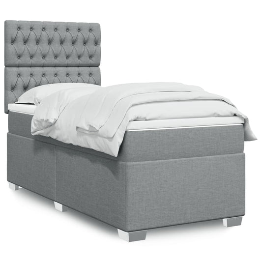 Boxspring met matras stof lichtgrijs 100x200 cm Bedden & bedframes | Creëer jouw Trendy Thuis | Gratis bezorgd & Retour | Trendy.nl