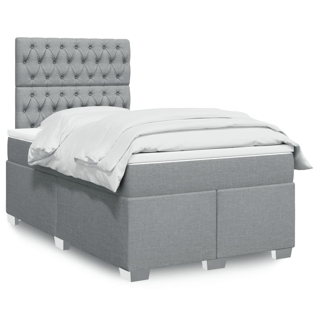 Boxspring met matras stof lichtgrijs 120x190 cm Bedden & bedframes | Creëer jouw Trendy Thuis | Gratis bezorgd & Retour | Trendy.nl