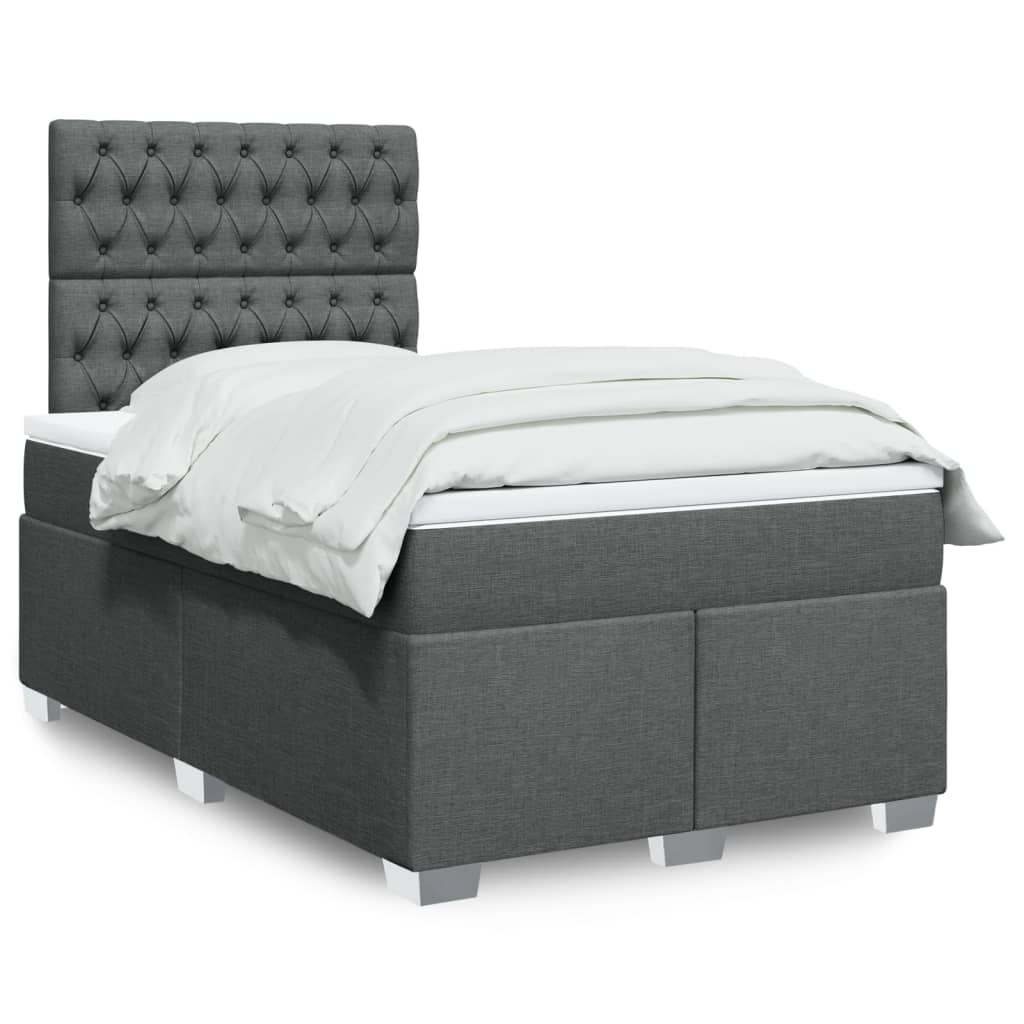 Boxspring met matras stof donkergrijs 120x190 cm Bedden & bedframes | Creëer jouw Trendy Thuis | Gratis bezorgd & Retour | Trendy.nl