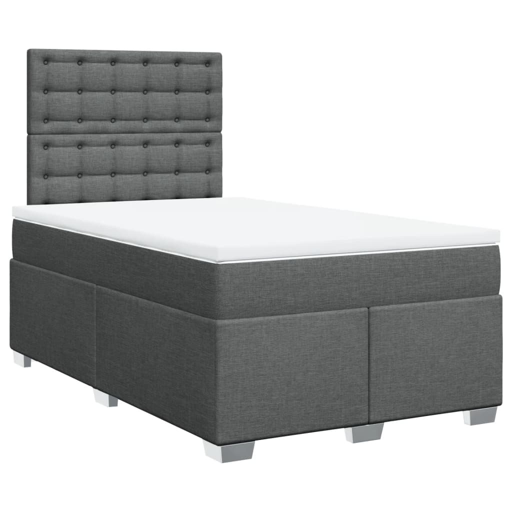 Boxspring met matras stof donkergrijs 120x190 cm Bedden & bedframes | Creëer jouw Trendy Thuis | Gratis bezorgd & Retour | Trendy.nl