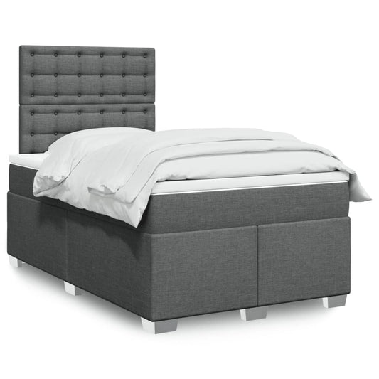 Boxspring met matras stof donkergrijs 120x190 cm Bedden & bedframes | Creëer jouw Trendy Thuis | Gratis bezorgd & Retour | Trendy.nl