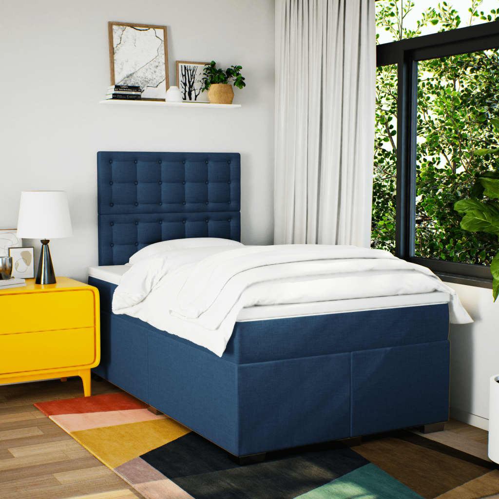 Boxspring met matras stof blauw 120x190 cm Bedden & bedframes | Creëer jouw Trendy Thuis | Gratis bezorgd & Retour | Trendy.nl