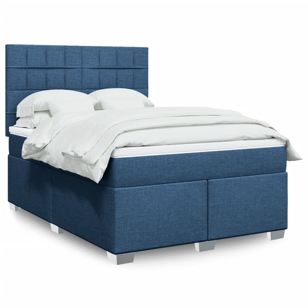 Boxspring met matras stof blauw 160x200 cm