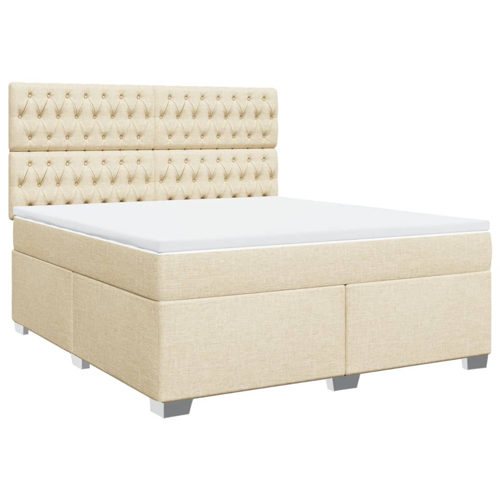 Boxspring met matras stof crèmekleurig 180x200 cm Bedden & bedframes | Creëer jouw Trendy Thuis | Gratis bezorgd & Retour | Trendy.nl