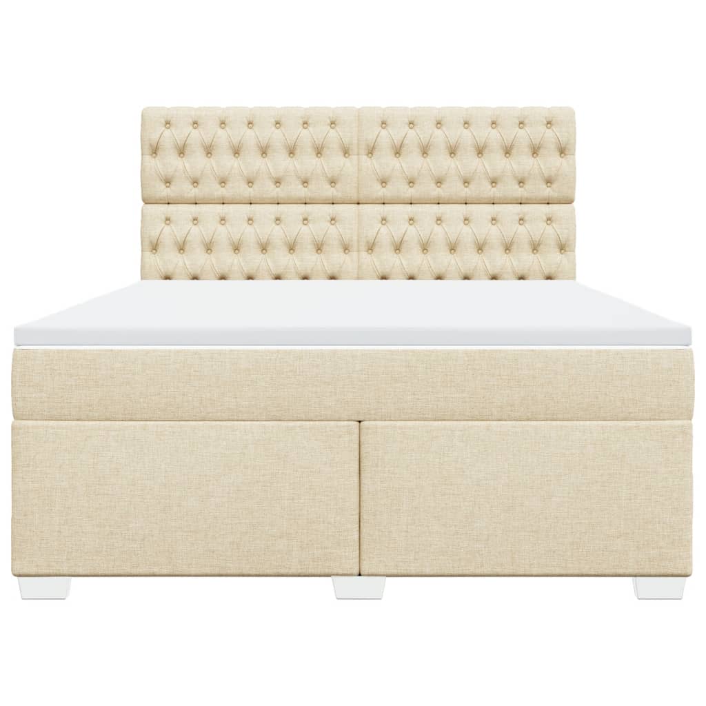 Boxspring met matras stof crèmekleurig 180x200 cm Bedden & bedframes | Creëer jouw Trendy Thuis | Gratis bezorgd & Retour | Trendy.nl