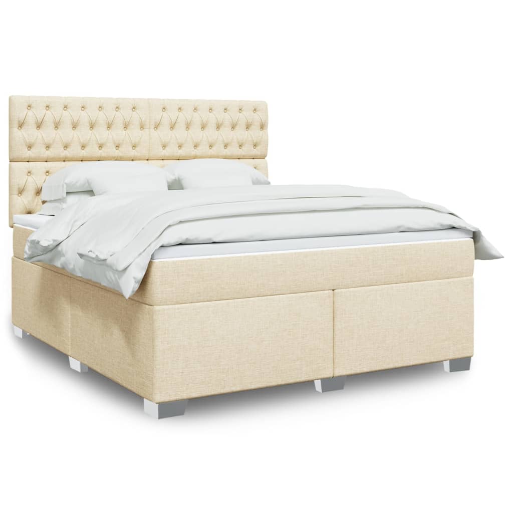 Boxspring met matras stof crèmekleurig 180x200 cm Bedden & bedframes | Creëer jouw Trendy Thuis | Gratis bezorgd & Retour | Trendy.nl