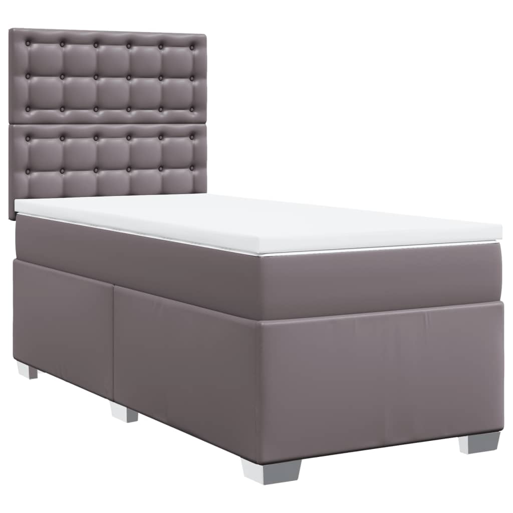 Boxspring met matras kunstleer grijs 90x190 cm Bedden & bedframes | Creëer jouw Trendy Thuis | Gratis bezorgd & Retour | Trendy.nl