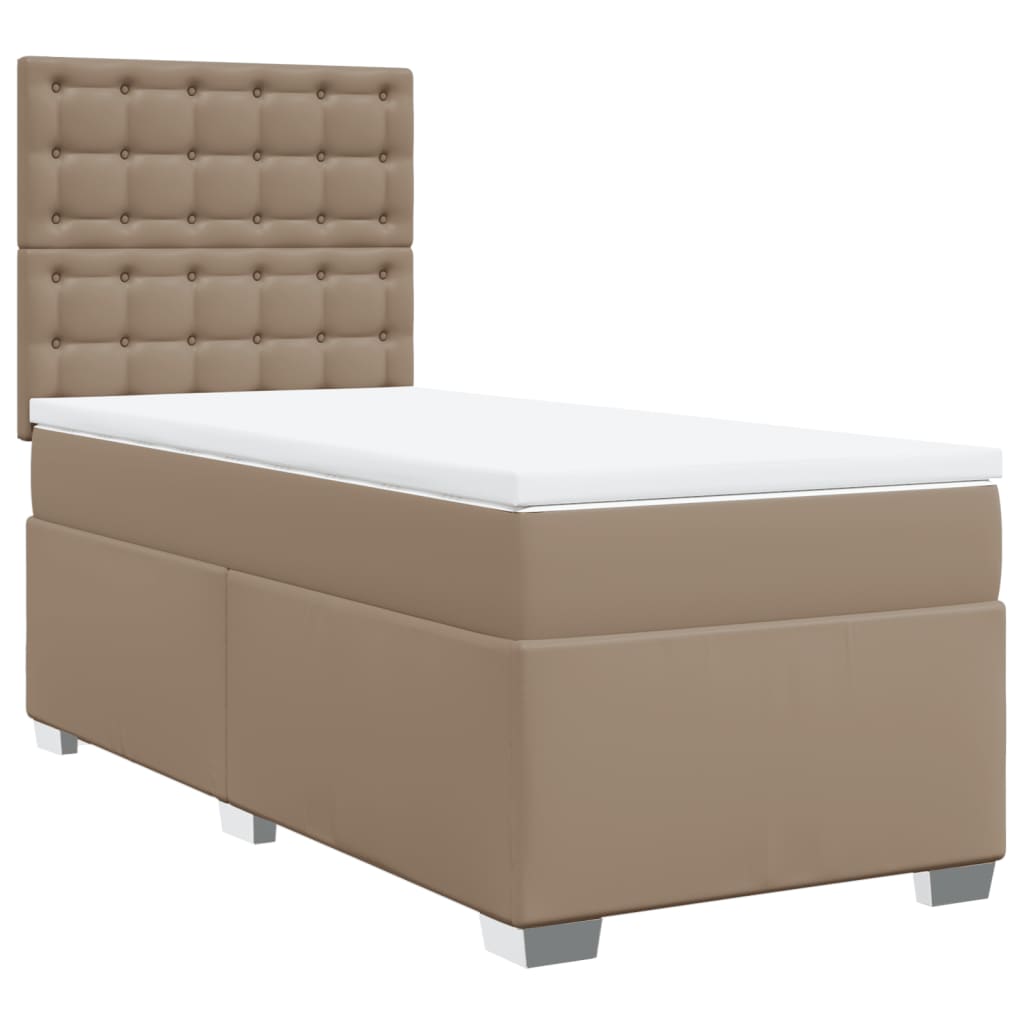 Boxspring met matras kunstleer cappuccinokleurig 90x190 cm