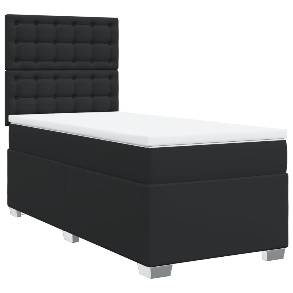 Boxspring met matras kunstleer zwart 100x200 cm Bedden & bedframes | Creëer jouw Trendy Thuis | Gratis bezorgd & Retour | Trendy.nl