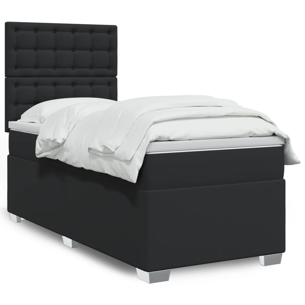 Boxspring met matras kunstleer zwart 100x200 cm Bedden & bedframes | Creëer jouw Trendy Thuis | Gratis bezorgd & Retour | Trendy.nl