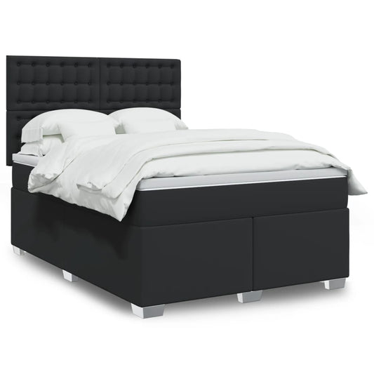 Boxspring met matras kunstleer zwart 140x190 cm Bedden & bedframes | Creëer jouw Trendy Thuis | Gratis bezorgd & Retour | Trendy.nl