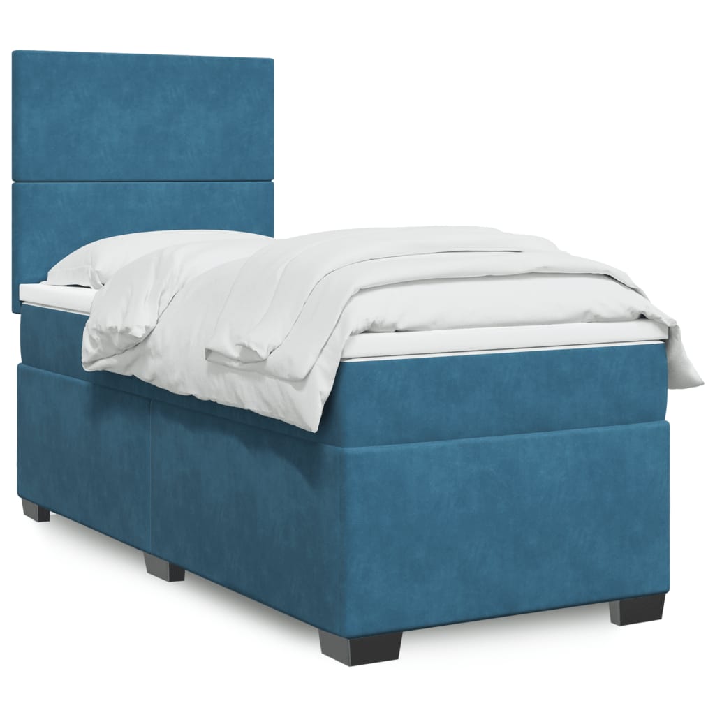 Boxspring met matras fluweel blauw 90x190 cm Bedden & bedframes | Creëer jouw Trendy Thuis | Gratis bezorgd & Retour | Trendy.nl