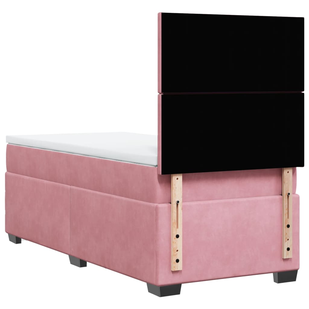 Boxspring met matras fluweel roze 90x190 cm