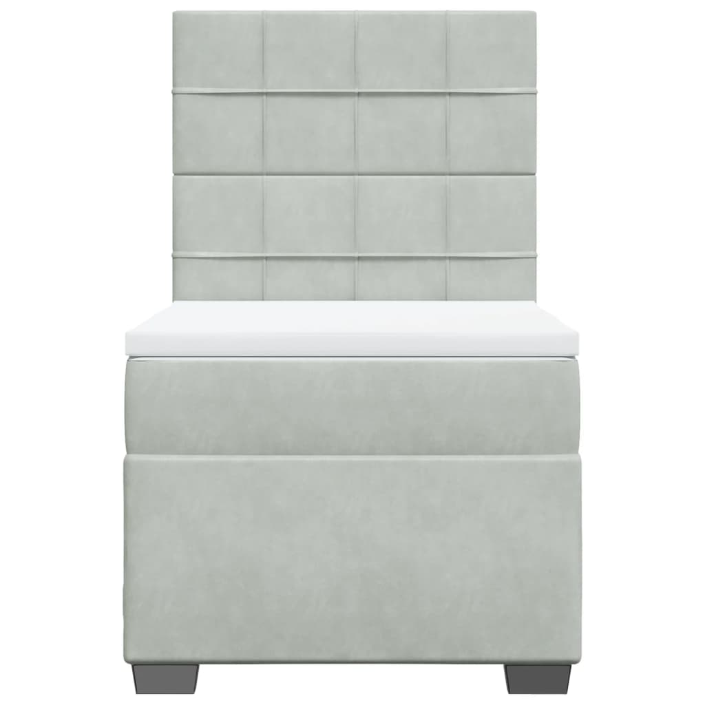 Boxspring met matras fluweel lichtgrijs 90x190 cm Bedden & bedframes | Creëer jouw Trendy Thuis | Gratis bezorgd & Retour | Trendy.nl