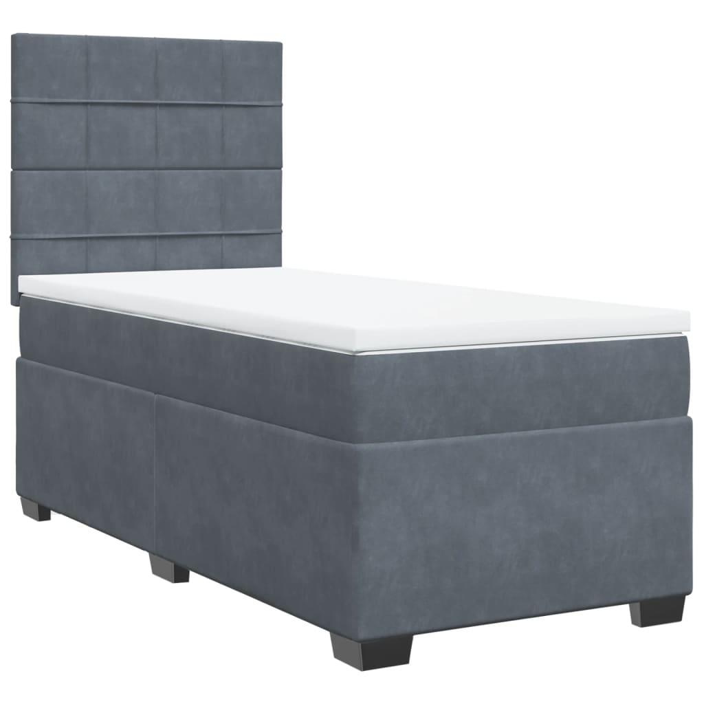 Boxspring met matras fluweel donkergrijs 90x190 cm Bedden & bedframes | Creëer jouw Trendy Thuis | Gratis bezorgd & Retour | Trendy.nl