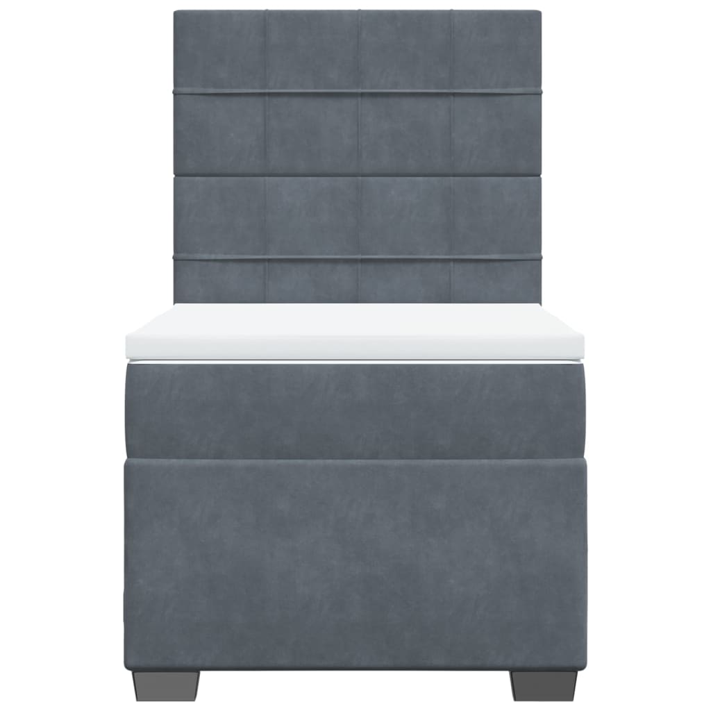 Boxspring met matras fluweel donkergrijs 90x190 cm Bedden & bedframes | Creëer jouw Trendy Thuis | Gratis bezorgd & Retour | Trendy.nl