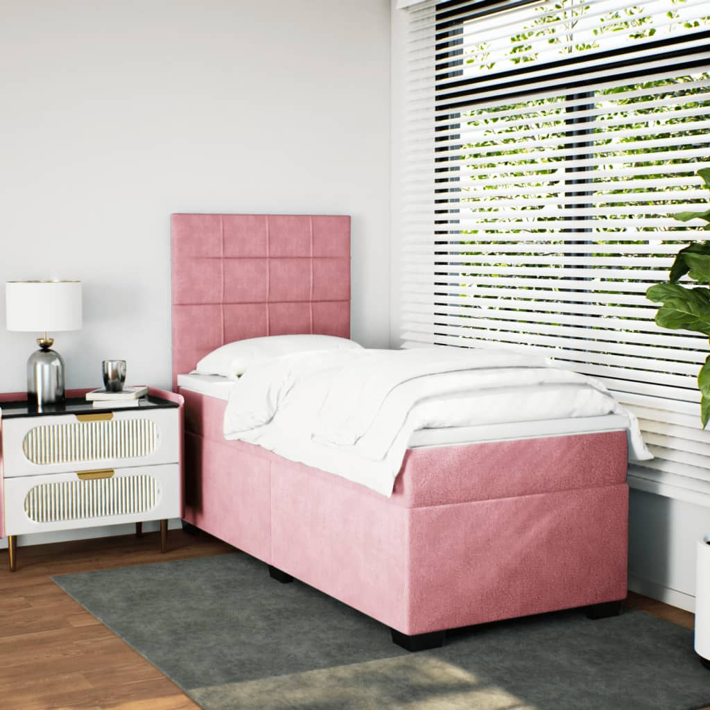 Boxspring met matras fluweel roze 90x190 cm Bedden & bedframes | Creëer jouw Trendy Thuis | Gratis bezorgd & Retour | Trendy.nl